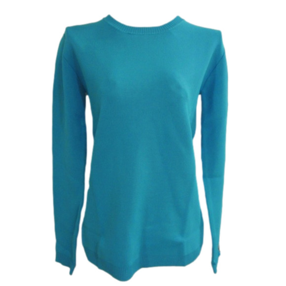𝅺cynthia Rowley Neon Turquoise Viscose Crew Neck Sweater - Picture 1 of 5